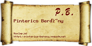 Pinterics Berény névjegykártya